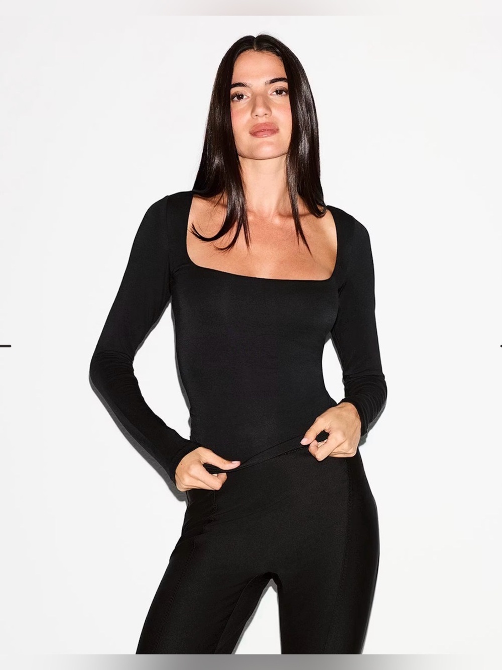 SKIMS SMOOTH LAYERS SQUARE NECK LONG SLEEVE STYLE: LS-LST-10291W COLOR: OBSIDIAN